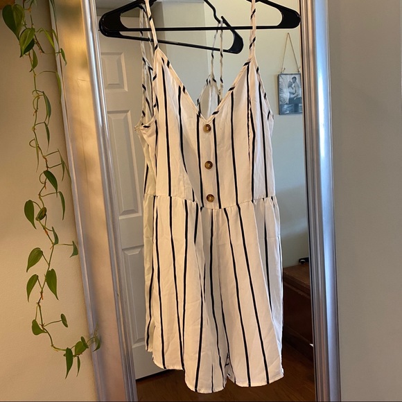 Black and White Striped Romper - Picture 1 of 5